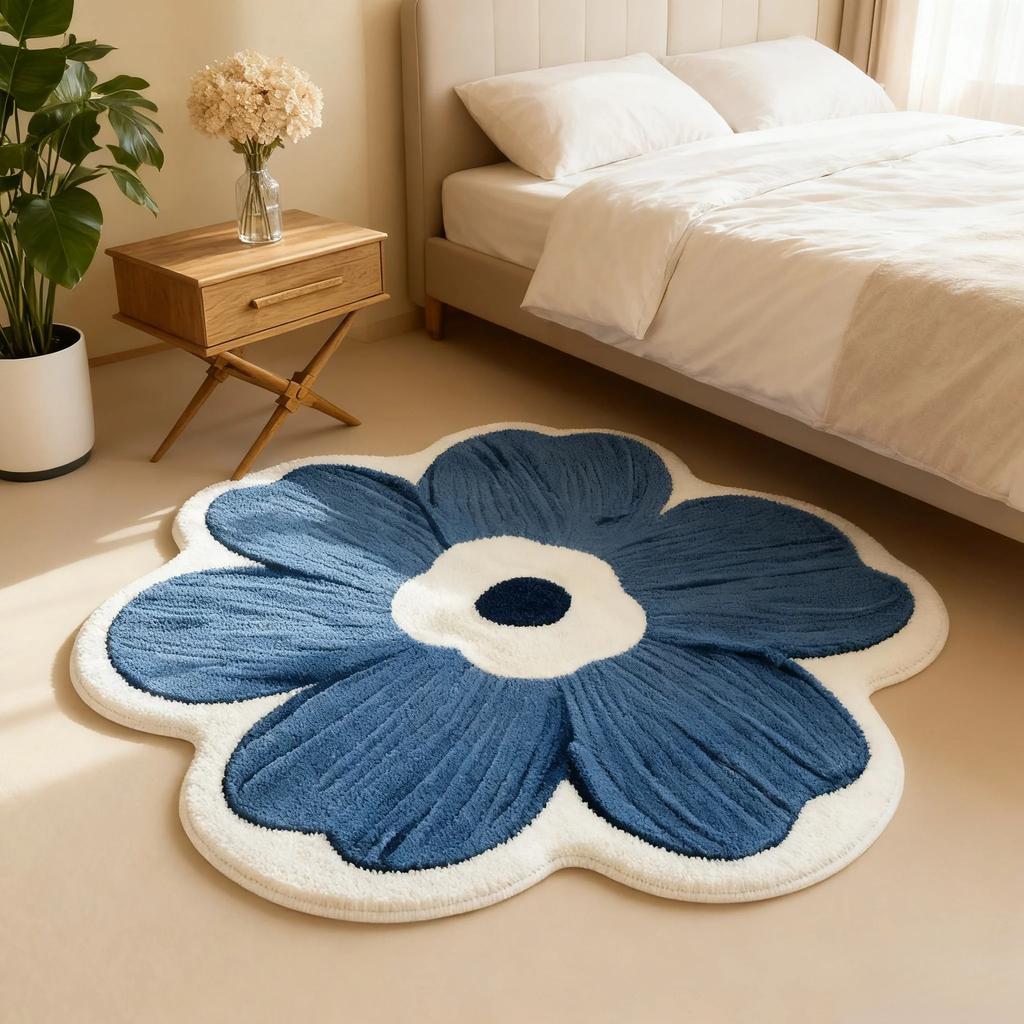 Flower Pattern Bedroom Decor Plush Carpet Fluffy Soft Carpets for Living Room Thick Washable Lounge Floor Mat Home Anti-slip Rug
