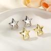 Minimalist 18k Gold Plated Geometric Star Stud Earrings for Women