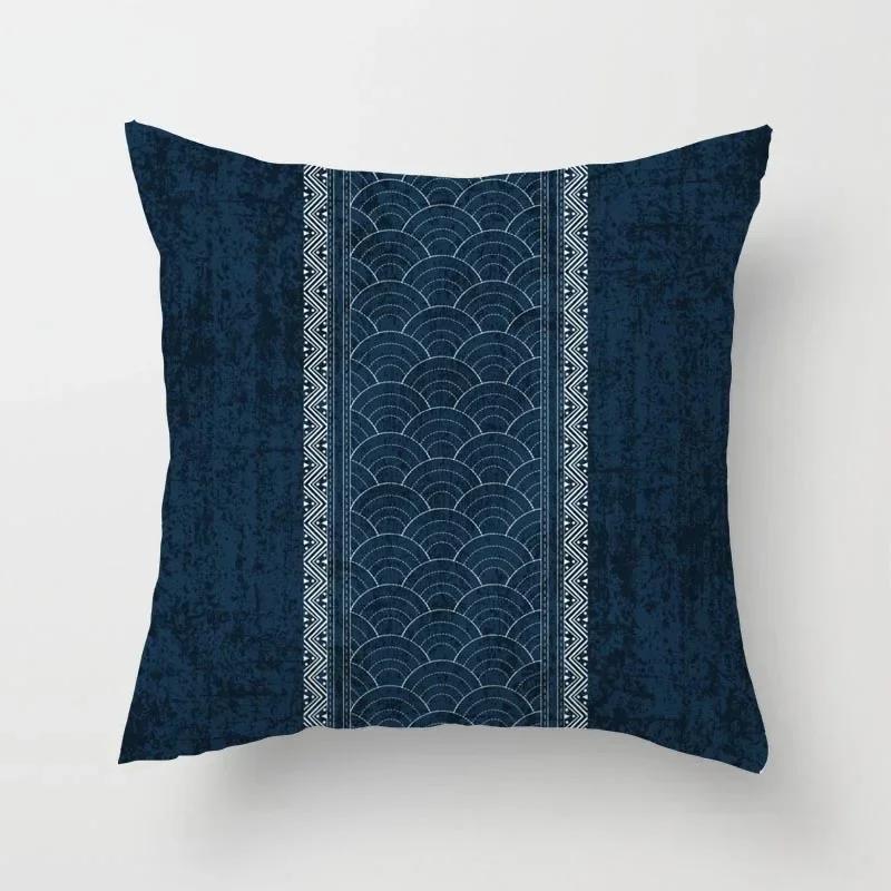 Blue Pattern Geometric Cushion Cover Small Throw Pillow    Sofa  Square Izable