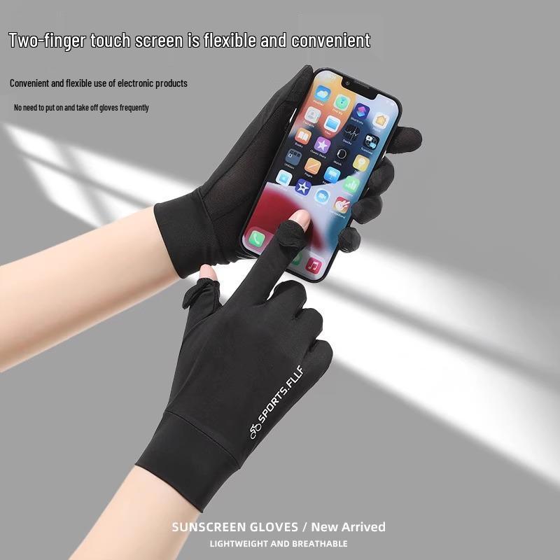 Gants Homme Sans Doigts Protection UV pour Conduite et Cyclisme - Soie Glacée, Style Fin d'Été.