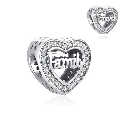 New European Heart Family Forever Love Mom Rabbit Beads Fit Original Charms Silver 925 Bracelet Jewelry Diy Accessories