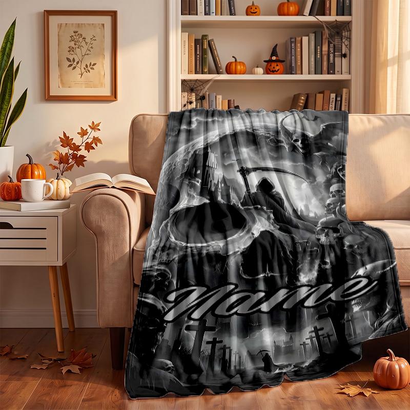 Dark Gothic Custom Flannel Blankets Soft Warm Cozy Throws for Home Decor Holiday Gifts