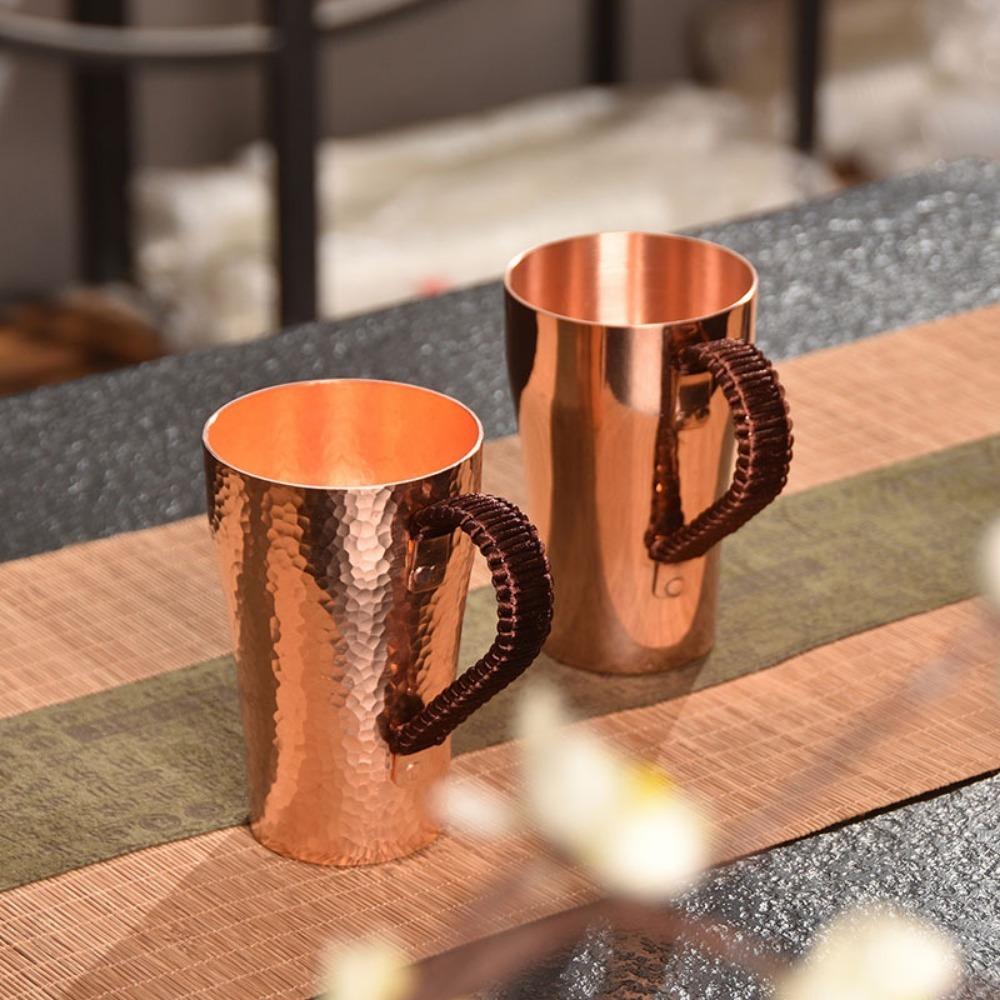 Měděný hrnek na kávu 400 ml Hrnek na vodu Měděný šálek na čaj Multifunkční čajový set Ručně vyrobený měděný hrnek na vodu na mléko Nápoj Svatba