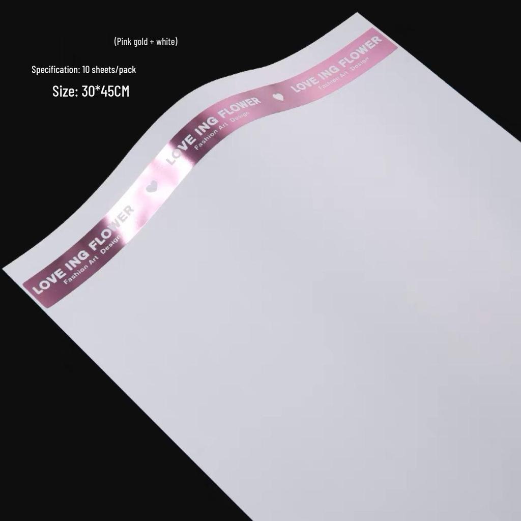 English Hot Stamping Waterproof Bouquet Wrapping Paper for DIY Floral Packaging.