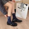Autumn and Winter Socks for Women, Diamond-shaped Bow Piles of Socks, Versatile and Trendy, School-style Striped for Women