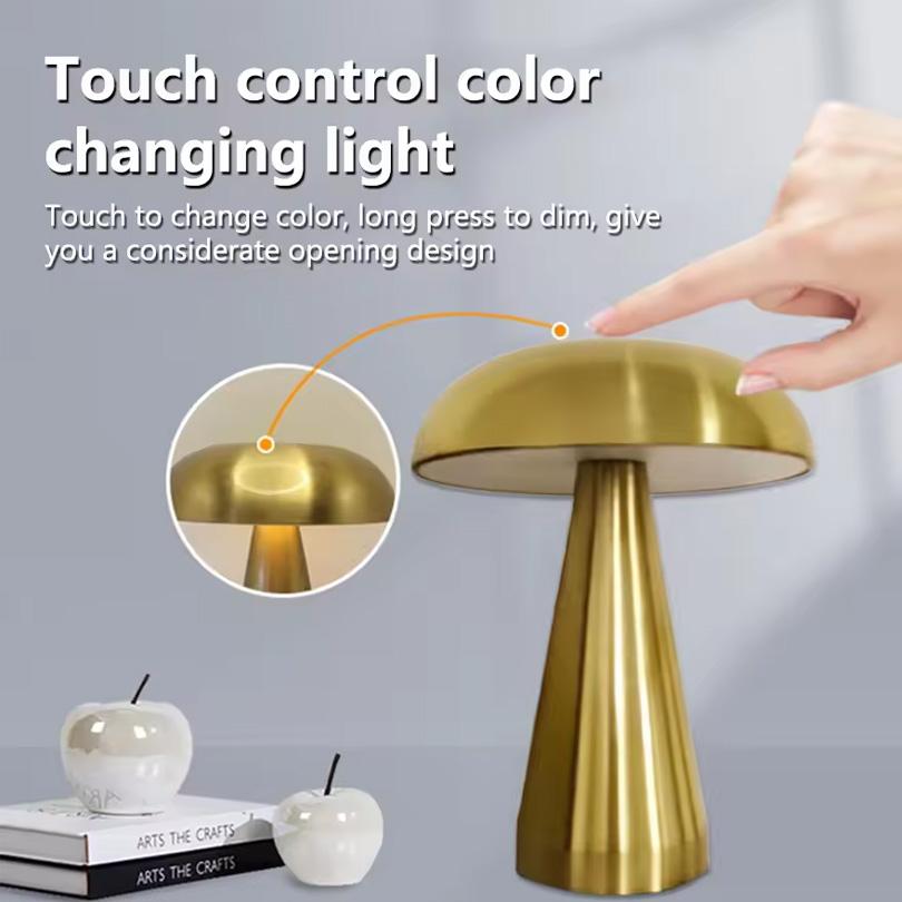 LED Table Lamp Retro Mushroom  Touch Sensor Bedside Lamp Rechargeable Reading Lights For Bedroom Restaurant Bar Decor Lighting
