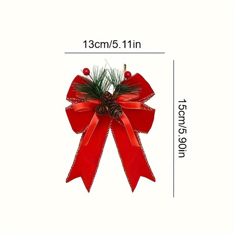 6pcs, Christmas Tree Top Decoration Pendant, Large Bow Diy Velvet Cloth Cuffed Ribbon, Holiday Party Decoration, Holiday Party Gift