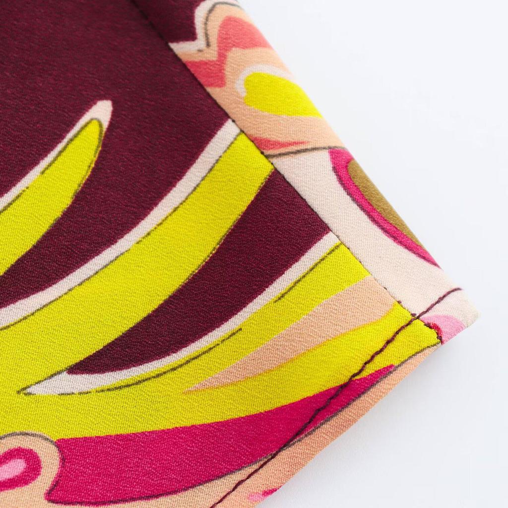 2025 Spring Women's European & American Fashion Print Long Sleeve Midi Dress