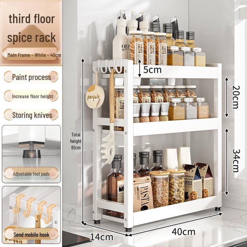 Countertop Kitchen Storage Rack for Spices and Sauces - Organize Oil, Salt, Vinegar, and Soy Sauce