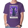 Unisex Crew Neck T-Shirt Moon Cat Tarot Graphic Short Sleeve Casual Tee