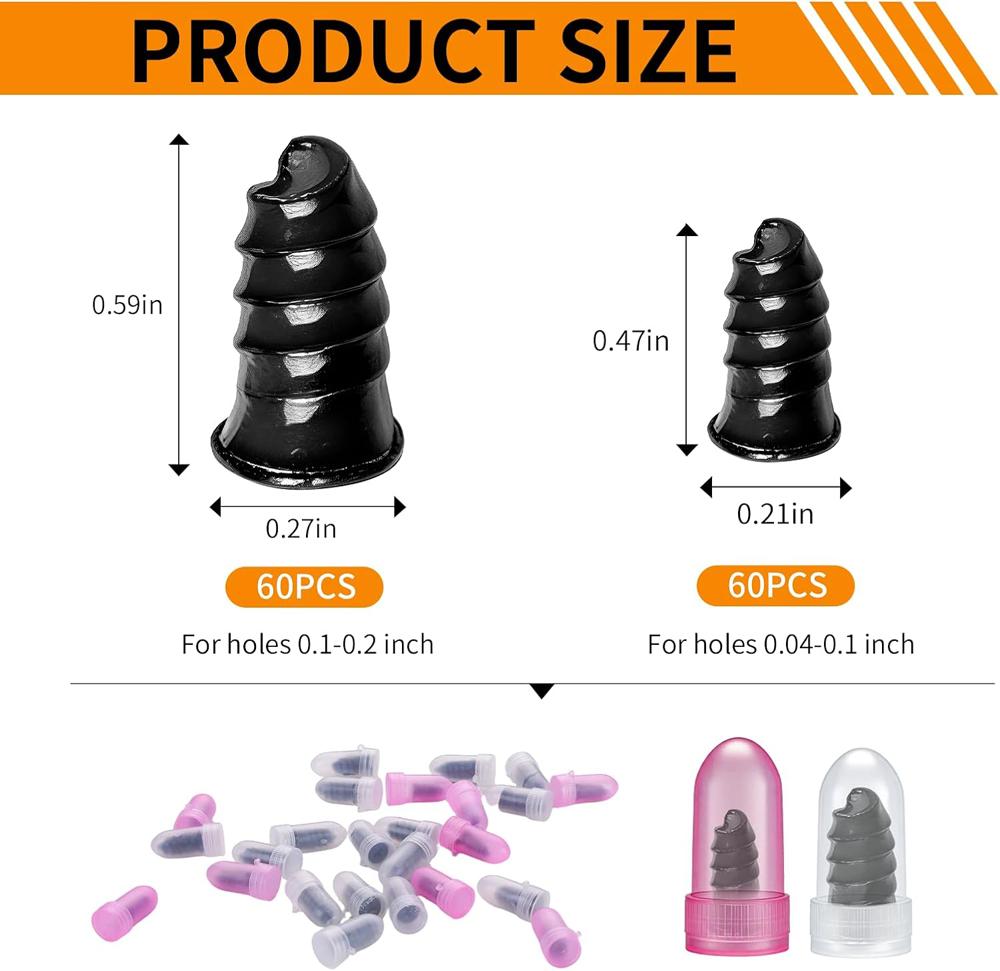 60PCS Tire Plugs Screw Type Tire Repair Screws Rubber Nail Kit Fast Self-Service Screw Tire Plug Kit for Tires Car Motorcycle