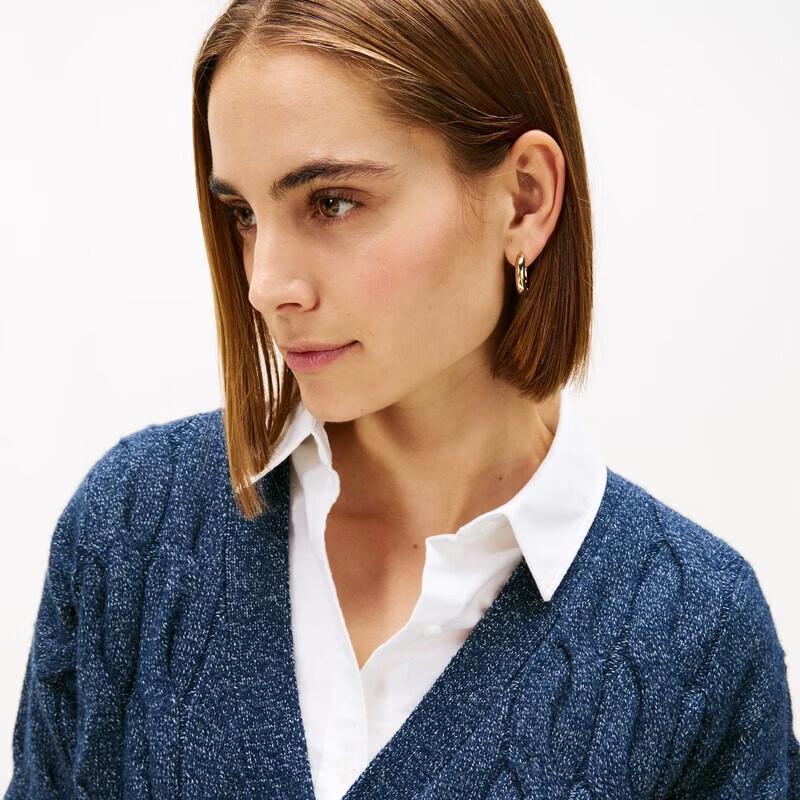 Tommy Hilfiger Women's Cable Knit V-Neck Button-Up Cardigan