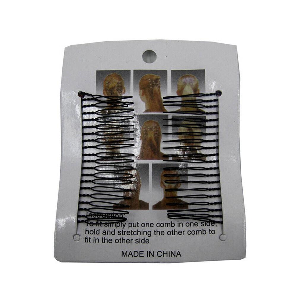 Womens Magic Slide Hair Elastic Double Beads Easy Stretchy Hair Comb Clips Pins