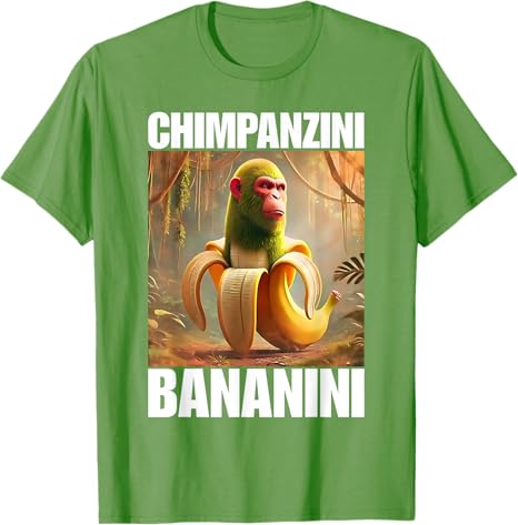 Chimpanzini Bananini Italian Brainrot Meme TShirt Humor Funny Y2k Design Graphic Outfit Novelty Gift Bombardiro Crocodilo Tee