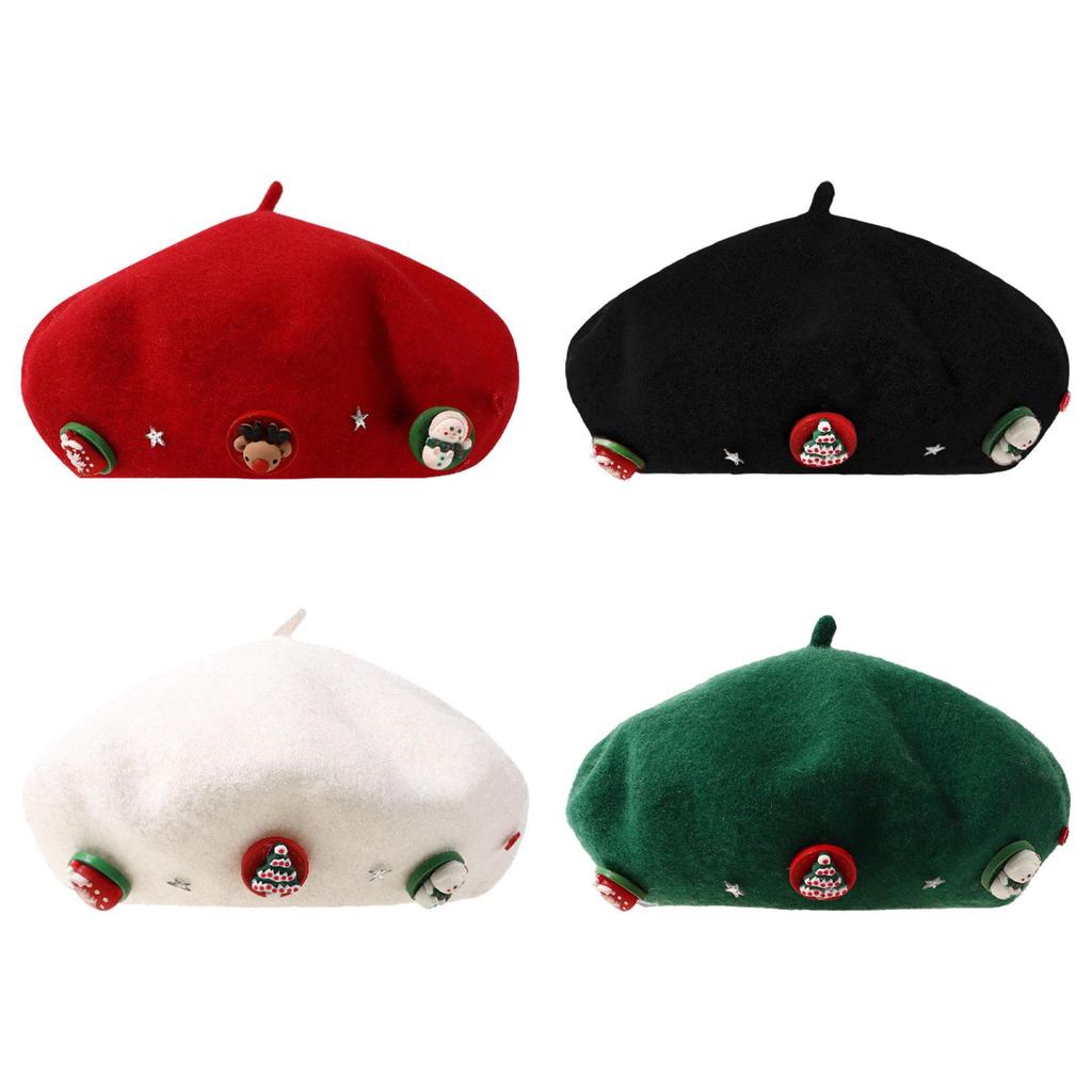 Christmas Beret Cap Women Men Beanie Beret for Holiday Birthday Gift Party