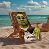 Custom Name Ultra-Soft Beach Towel with Shrek Theme,Ideal for Pool - Camping, Diving - Perfect Travel Essential, Vibrant Beach Towel.