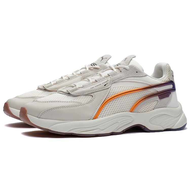 Puma Rs-Connect Ombre Antiderrapante Confortável Respirável Absorvente de Choque Tênis de Corrida Casual de Cano Baixo Unissex tênis Branco Laranja 383783-01