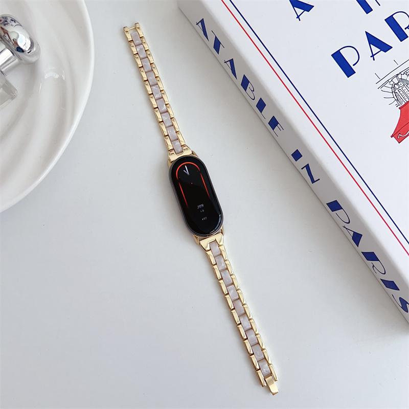 

Металлический ремешок для часов Xiaomi Band 9 8, ремешок из нержавеющей стали, сменный ремешок для Mi Band 9, аксессуары для ремешка Correa For xiaomi band 9/8 белый/золотой