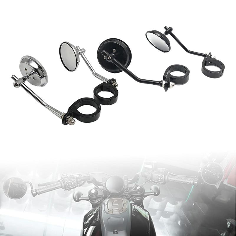 Motorcycle Mirrors 180-degree Rotatable Rearview Fork Mount Side Mirror ABS Aluminum Alloy Universal for Motorbike Windshield