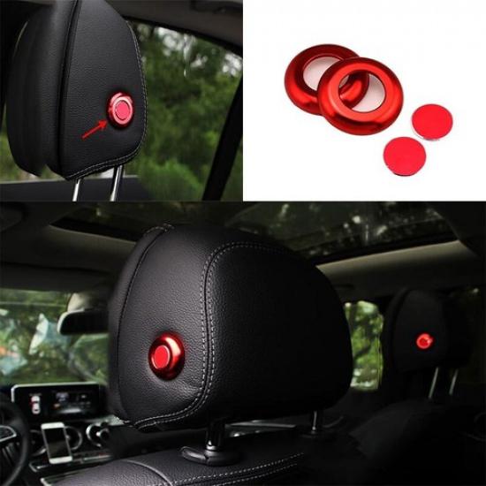 For Benz C-Class Seat Headrest Switch Button Cover Trim 2015- Aluminum Red