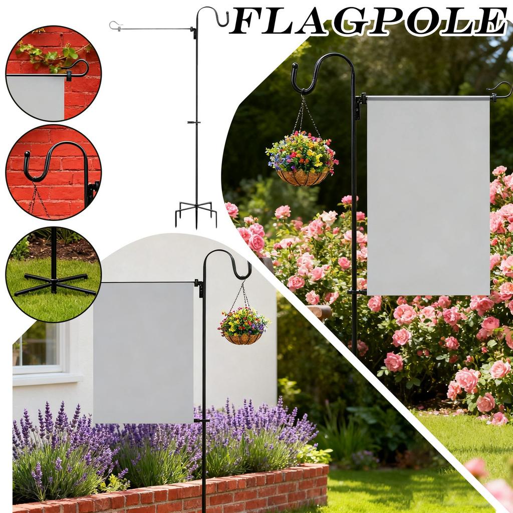 Outdoor Shepherd Hook with Adjustable Arm Heavy Duty Metal Pole for Hanging Bird Feeders Planters Lanterns Decorations