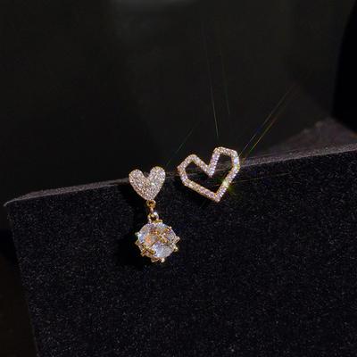 Temperament Asymmetric Zircon Earrings Love Earrings Designer Earrings Girl Earrings