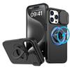 New Ring Magnetic Shell Phone Case for iPhone 15 14 13 12 11 Pro Max X XS XR 7 8 Plus Lens Push Window Protection Bracket Cover