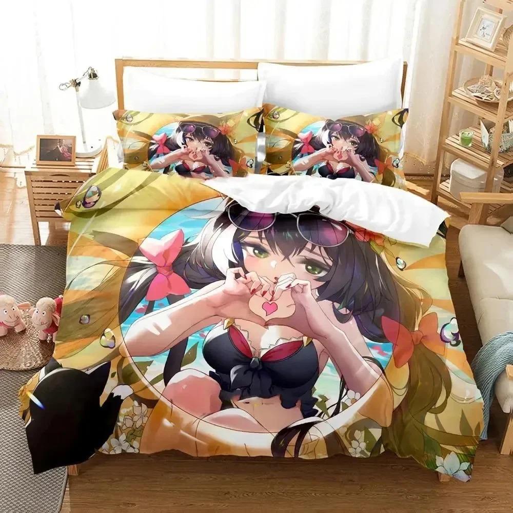 Kawaii Anime Princess Connect! Re Dive Bedding Set Boys Girls Twin Queen Size Duvet Cover Pillowcase Bed Kids Adult Home Textile
