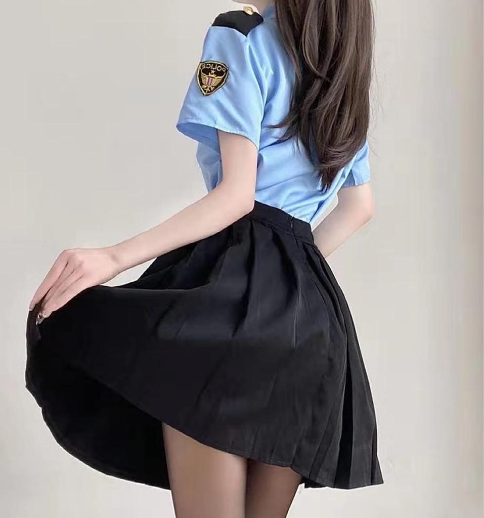Police Cosplay Halloween Police Officer Costume Skirt Tie Set Policewoman Disguise Cute Uniform Sexy Mini Skirt Cosplay Police Costume Cultural