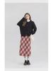 Rode Geruite Wollen Rok met Hoge Taille voor Slanke Peervormige Figuren - Koreaanse Stijl, A-lijn, Perfect voor Lente en Herfst