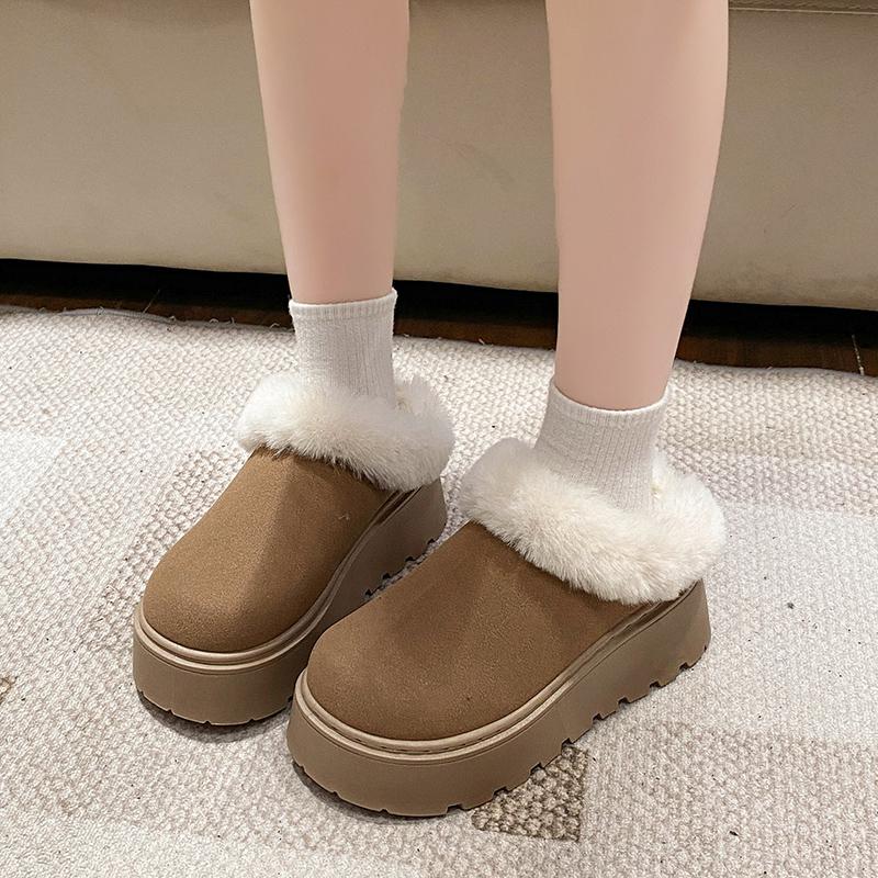 Women's Winter Thick Bottomed Fleece Lined Snow Boots Casual Warm Fashionable Cotton Boots Large Size Snow Boots