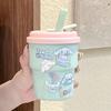 Water bottle water cup female office worker ins cute sticker girl straw cup portable large capacity coffee milk cup