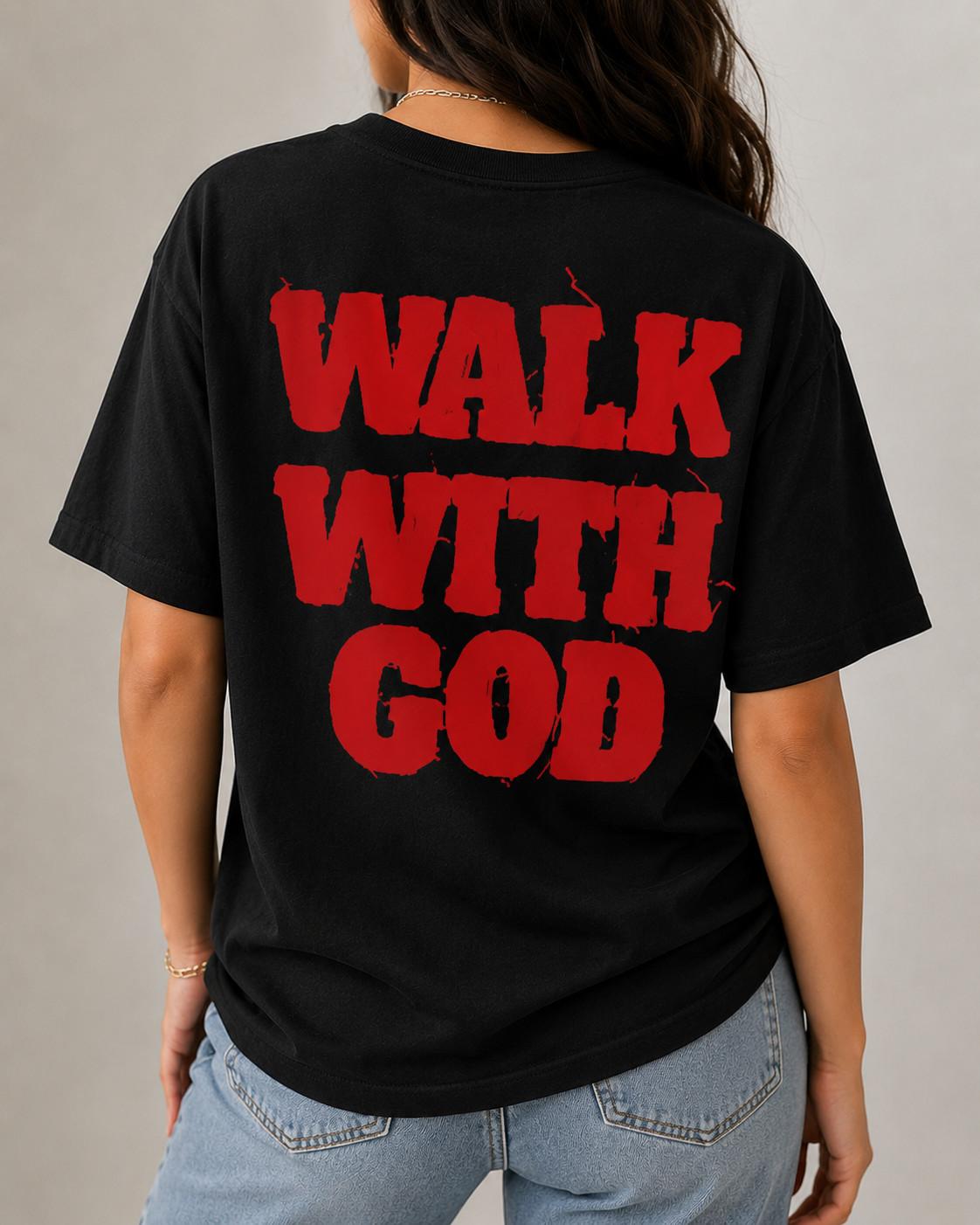 Walk With God Christian Faith Graphic T-Shirt Religious Tee XXXXL