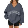 Women's Loose And Comfortable Letter V-neck Sportswear Long-sleeved Sweatshirt Daily Matching Clothes