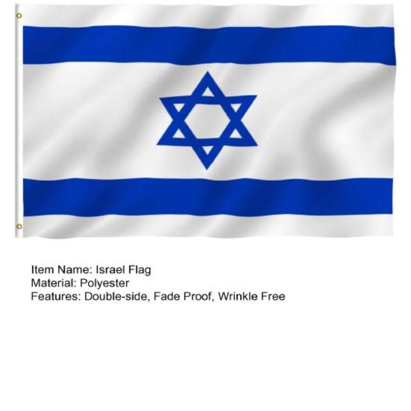 90x150 CM Bandera Nacional de Israel A Prueba de Desvanecimiento de Doble Cara Sin Arrugas Ojales de Metal Resistentes al Sol Poliéster IL Banner Decoración de Jardín Interior Al Aire Libre