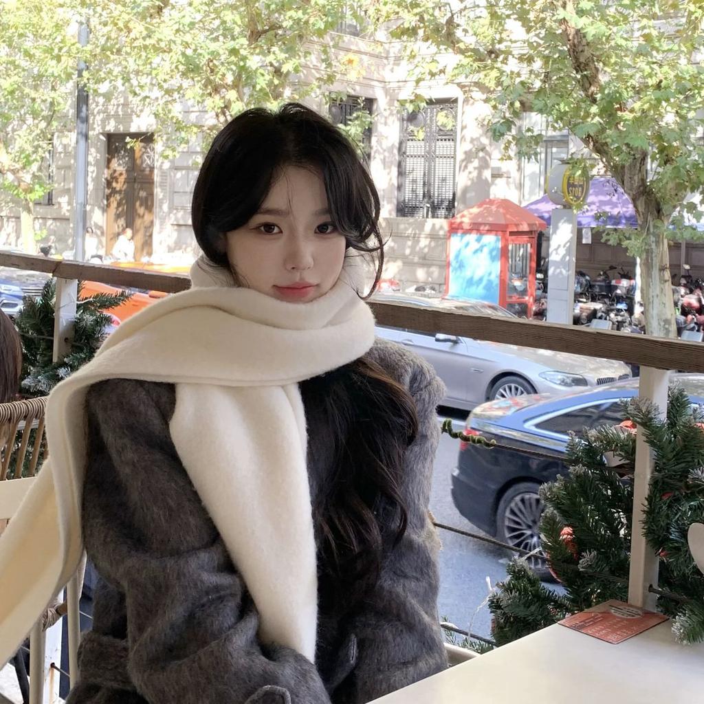 Korean Version of Versatile Solid Color Woven Mohair Scarf Women's Autumn and Winter Atmosphere Warm, Increase Thickened Scarf Student Tide