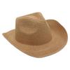 Adjustable Lightweight Wide Brim Solid Woven Panama Curled Straw Western Cowboy Visor Sun Hat With Accessories for Seaside Beach