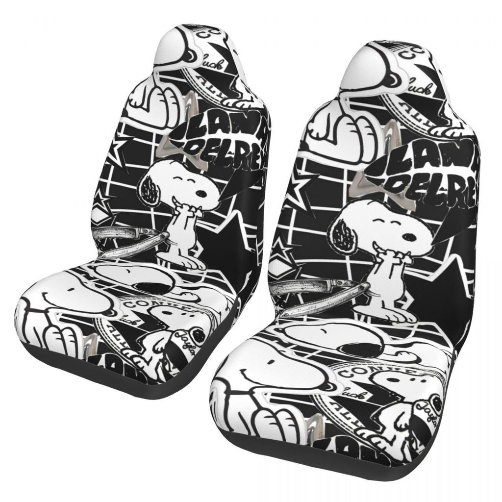 Snoopy's Leuke Honden Autostoelhoezen Voorstoelen 2 Stuks Auto Interieur Bescherming Universele Pasvorm Voor Vrachtwagens Bestelwagens Suv's Sedans