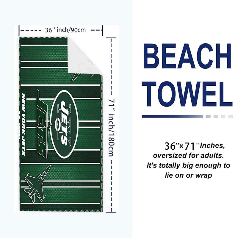 New York Jets Print Beach Towel, Large Soft Quick Dry Towel for Beach Camping Swimming