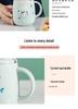 Cartoon Cat Ceramic Mug with Lid and Spoon - Trendy Office Coffee Cup
