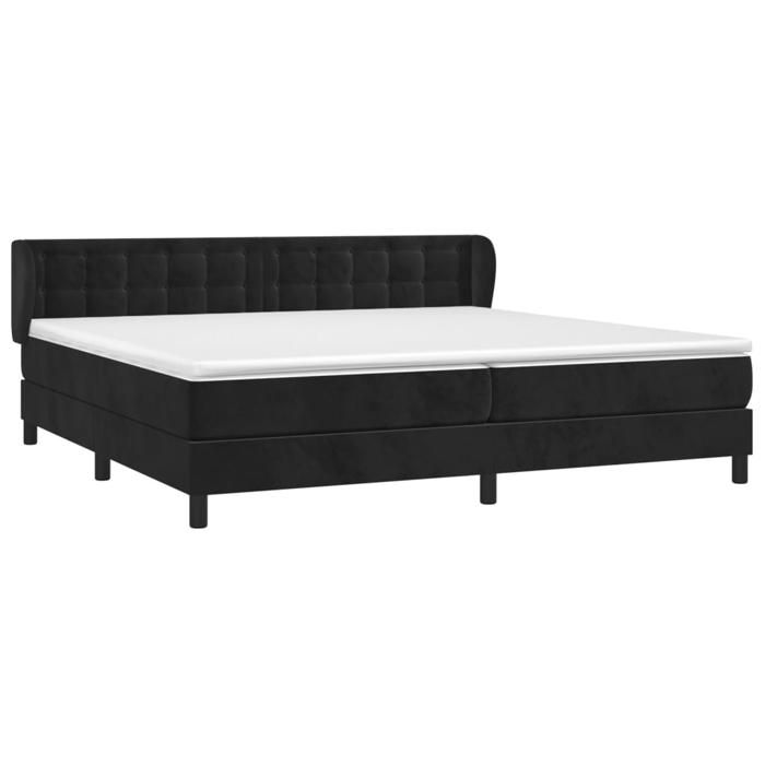 3127753 vidaXL Bed with Box Spring and Mattress Black 200x200 Cm Velvet