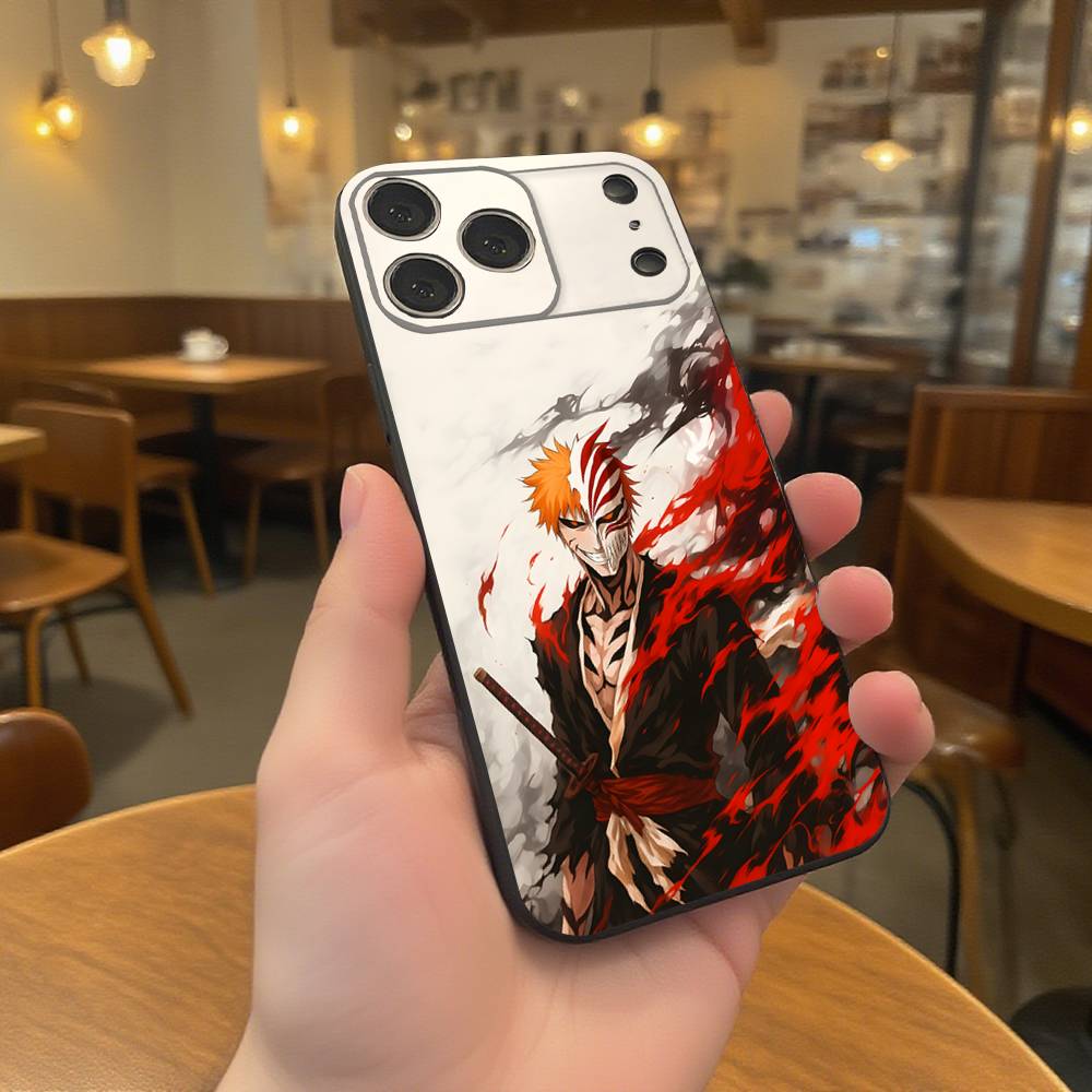 B-Bleach I-Ichigo Kurosaki Phone Case For iPhone 17,16,15,14,13,12,11,Pro,XS,Max,XR,Plus,E,SE4,Mini Black Soft Cover