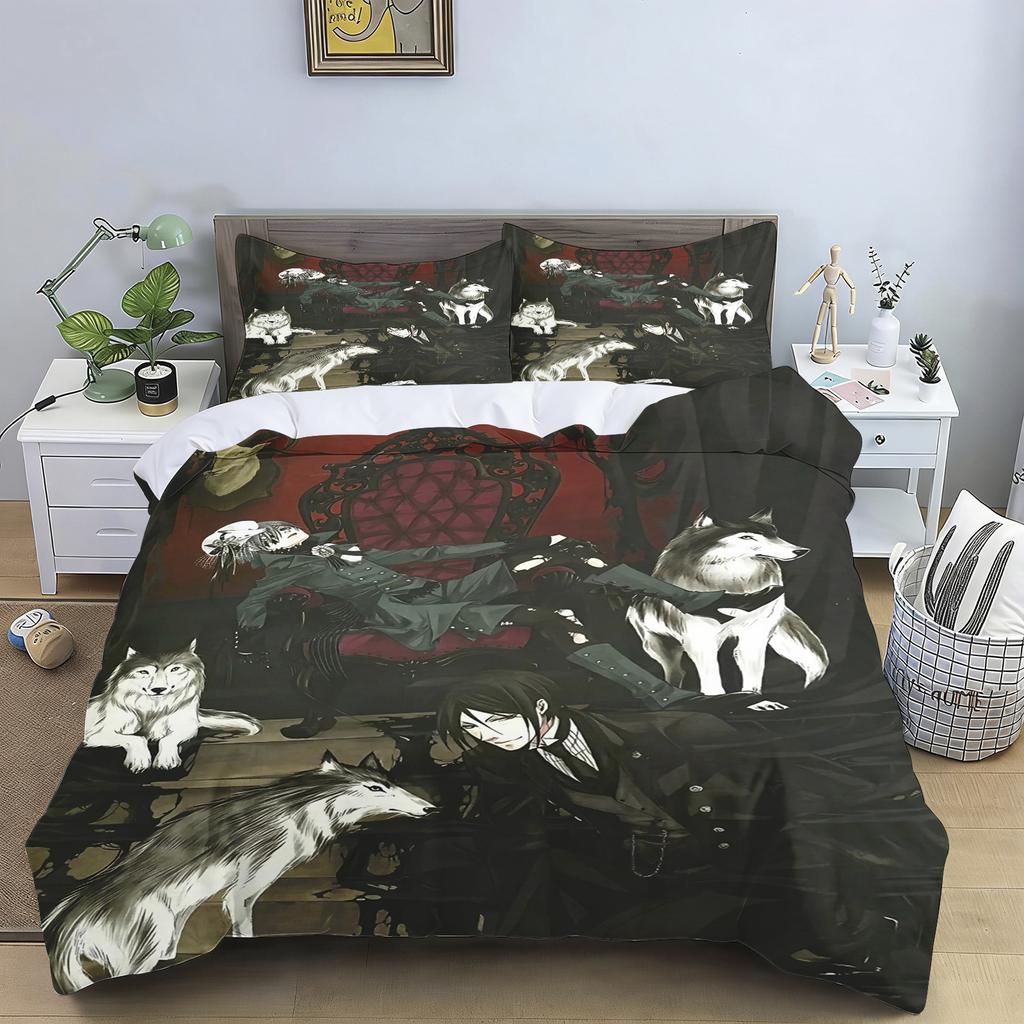 2/3pcs Bedding Set Cartoon Japanese Manga Black Butler Duvet Cover Childlike Bedroom 100% Polyester Adult Gift