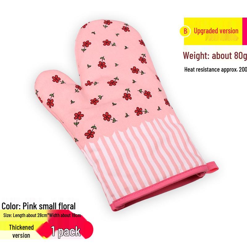 Thick Cotton Insulated Oven Gloves - High Temp Resistant & Anti-Scald for Baking & Kitchen Use
