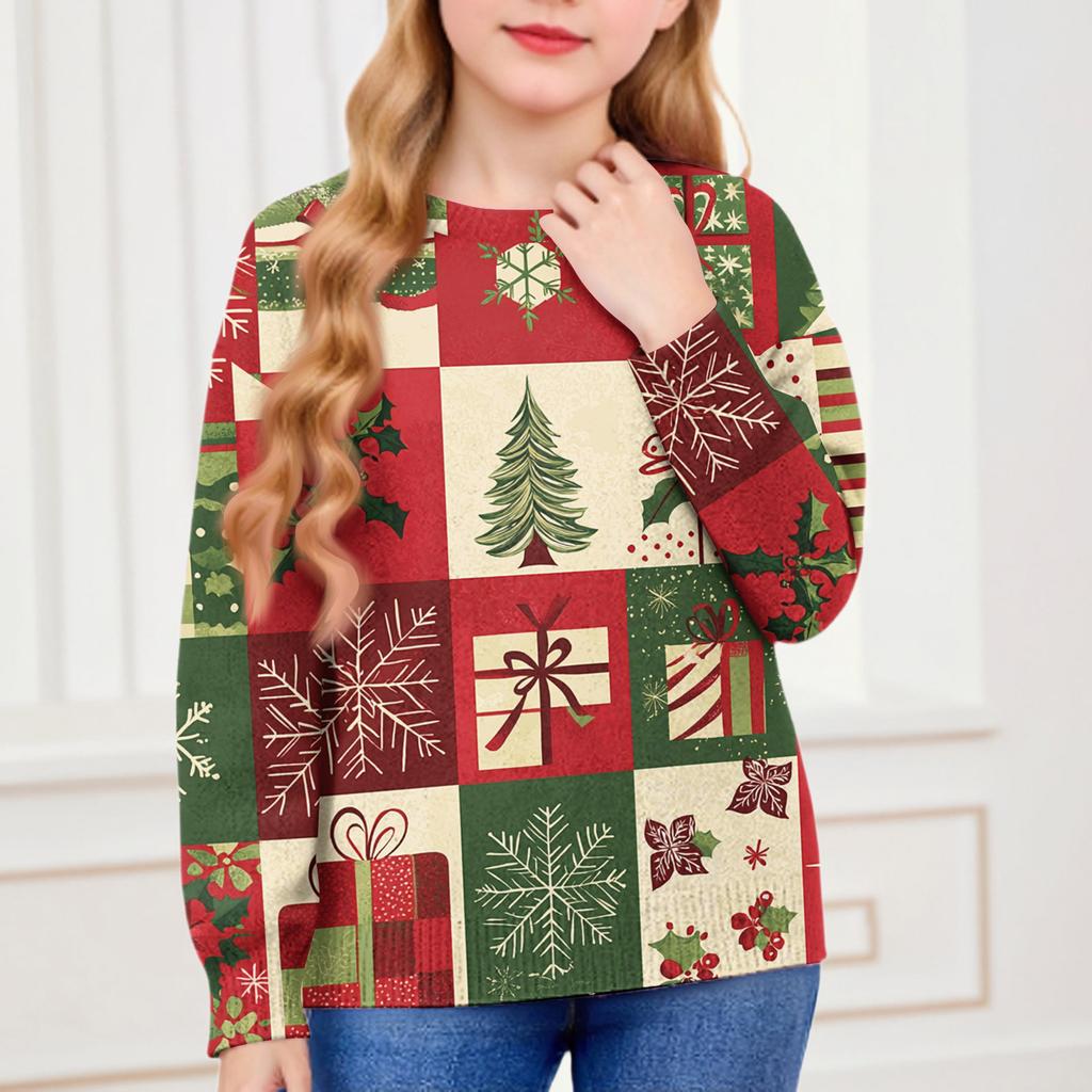 Christmas Day Sweatshirts For Children Boys And Girls Knit Sweater Cute Shirt Fall Crewneck Pullover Tops