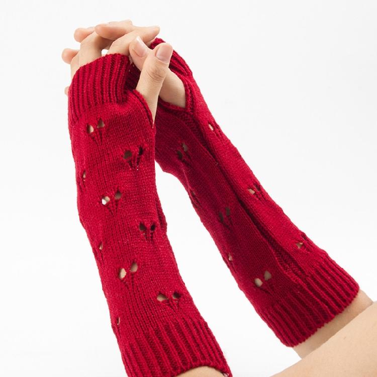 Winter Hand Gloves Soft Warm Gloves Arm Crochet Hollow Out Fingerless Gloves