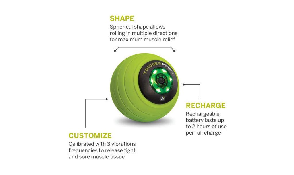 TriggerPoint Massage Foam Stretch Myofascial Release Ball, Roller, Ball, (MB Vibe, 10.16cm Diameter, Electric) [Used]