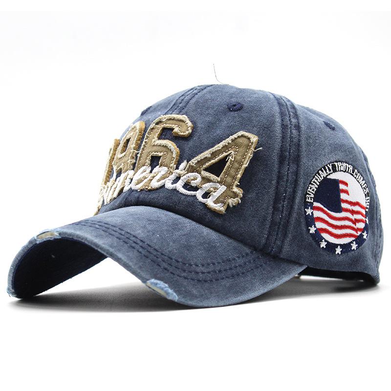 2021 Baseball Cap 1964 Embroidery America Washed Denim Vintage Washed Cotton Summer Male Outdoor