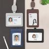 Employee ID Card Reel Holder Necklace Leather Card Case