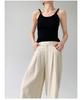 Women's Summer Wide-Leg Cotton Linen Trousers - Loose, Floor-Length, Casual Tencel Pants